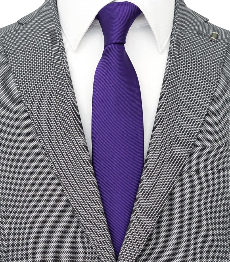 ZENXUS Solid Skinny Ties for Men, 2.5 inch Slim Regency Purple Necktie - Image 2